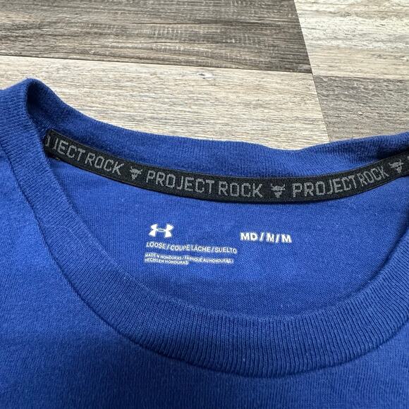 Under Armour Project Rock Brahma Bull Blue Orange Mens M Loose Graphic T-Shirt - Picture 4 of 9
